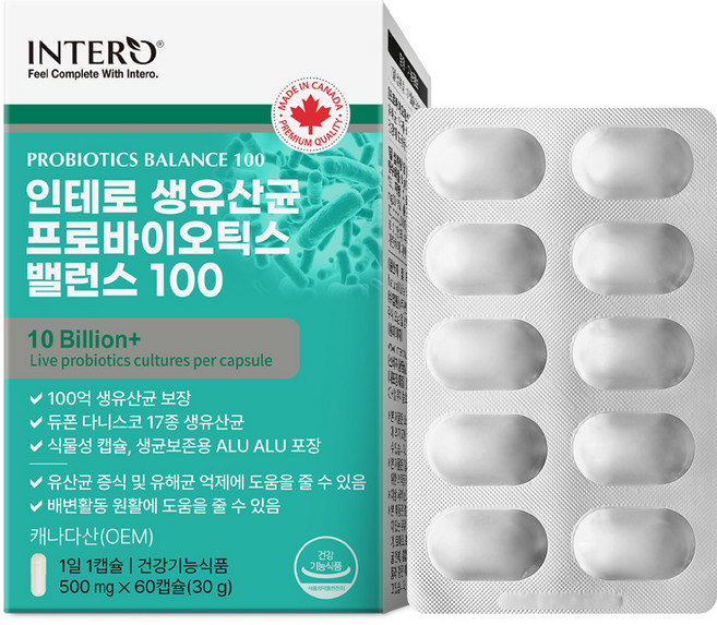 인테로 생유산균 프로바이오틱스 밸런스100, 60정, 1개
