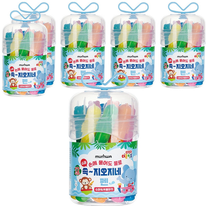 문화연필 더존키즈 쓱 지오지네 슈퍼워셔블 마카, 12색, 6세트