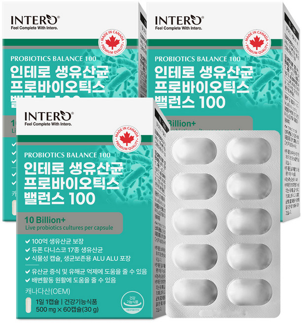 인테로 생유산균 프로바이오틱스 밸런스 100 선물세트 + 쇼핑백, 60정, 1세트