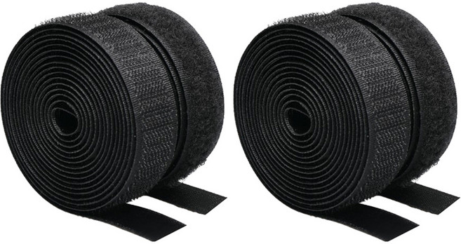 쿠말 접착 초강력 벨크로 테이프 갈고리면 20mm x 5m + 부착면 20mm x 5m 세트, 블랙, 2세트