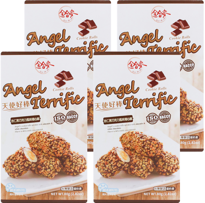 Angel's Bone 天使好棒 黑巧克力杏仁捲, 80g, 4盒