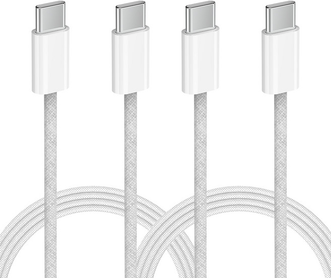 SKY BEAT 240W PD3.1 C to C타입 高強度編織超高速充電線, 白色, 2個, 200cm