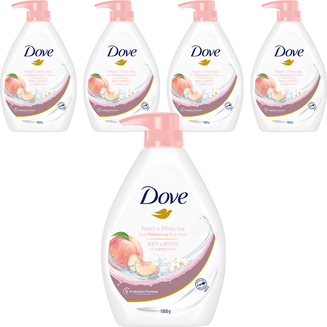 Dove 多芬 桃悅水透滋養柔膚沐浴露, 1kg, 5瓶