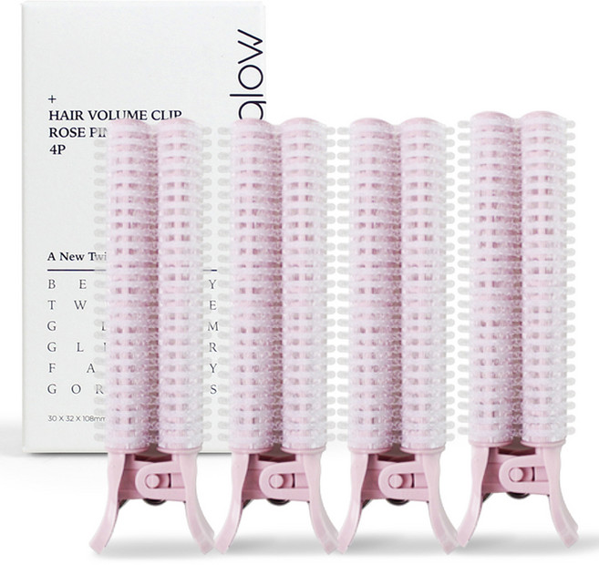 글로스앤글로우 뿌리볼륨업 헤어롤 집게, 연핑크, 4개