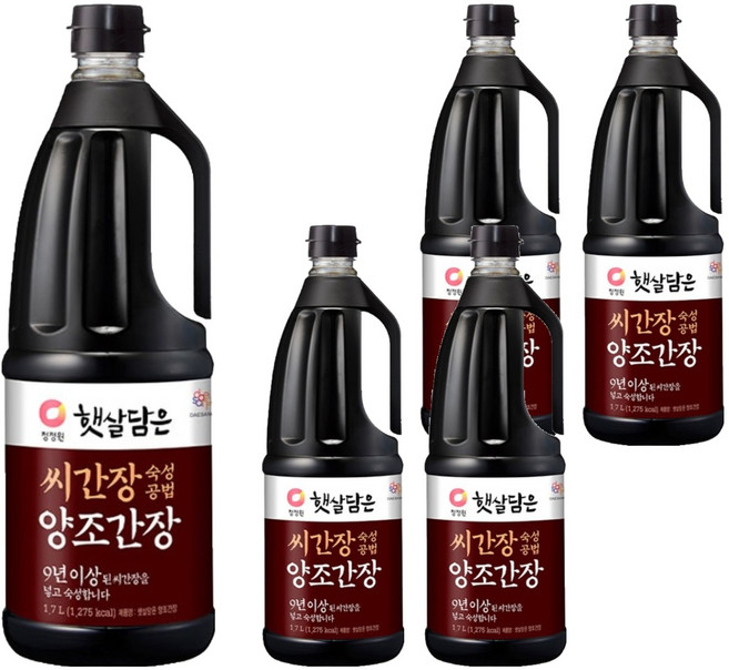 청정원 햇살담은 씨간장 양조간장, 1.7L, 5개