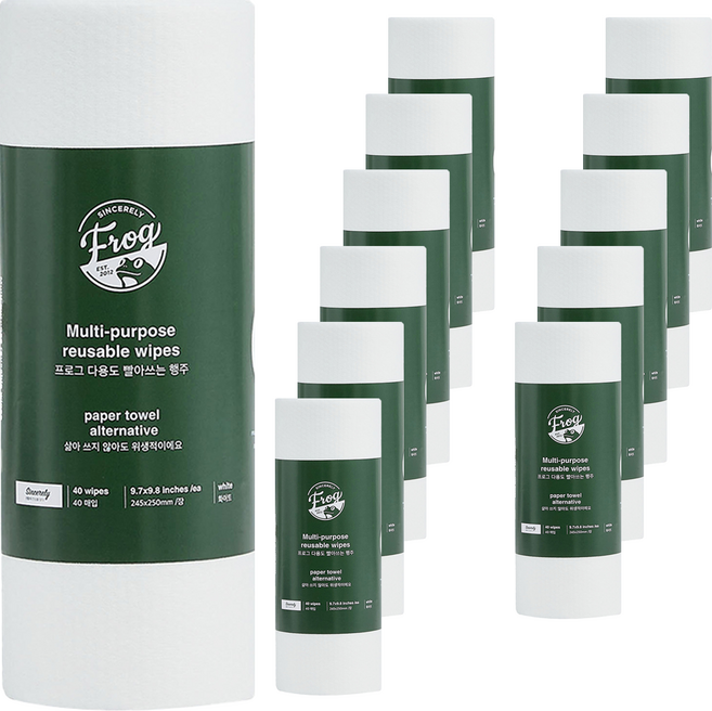 프로그 빨아쓰는 다용도 행주타올, 40개입, 12개