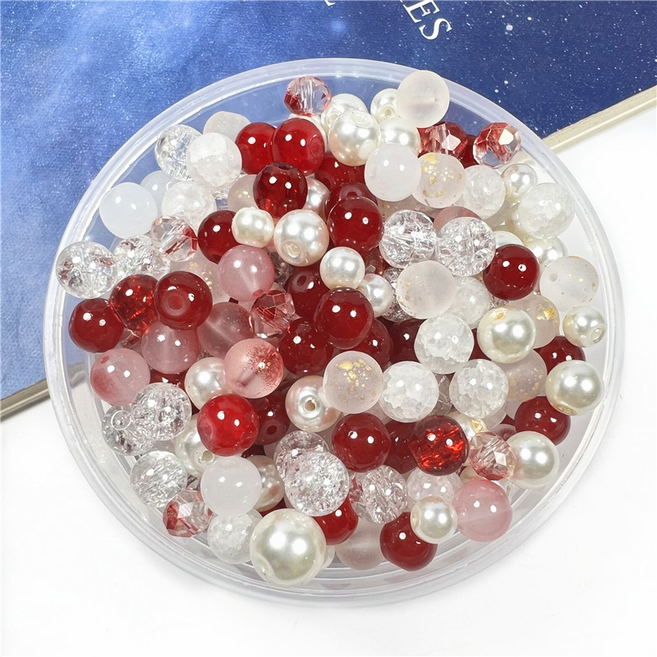 올이즈유 컬러 구슬 비즈 DIY 6~10mm 세트, 레드스노우, 1세트