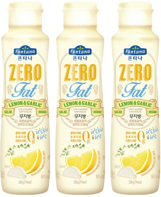 폰타나 저당 저칼로리 무지방 레몬갈릭 드레싱, 230g, 3개