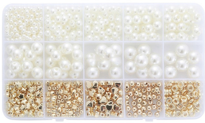앙플러스 비즈공예 진주 부자재 15종 720p 세트, 혼합색상, 1세트