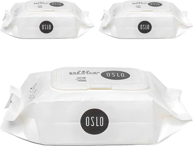 드림셰프 오슬로 세제 일체형 일회용 수세미, 화이트, 30개, 3개