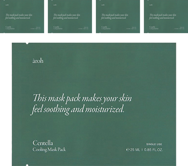 aroh 艾洛 積雪草舒緩面膜 綠色 25ml, 5個, 1片
