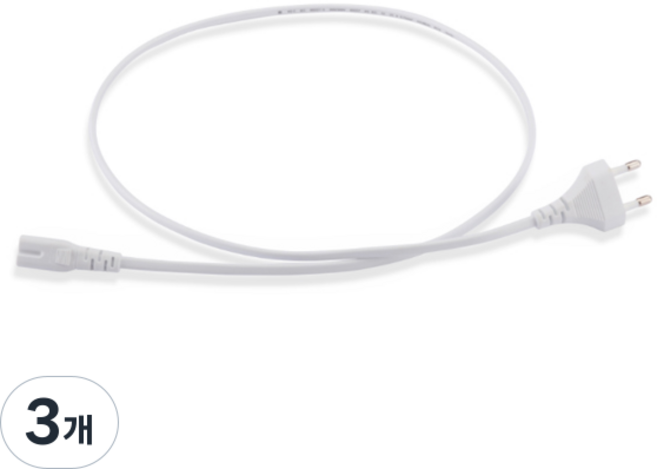 삼정 컴퓨터 모니터 파워 전원 케이블 일자브래트형 / 8자 WHITE AC 220V, 3개, 3m