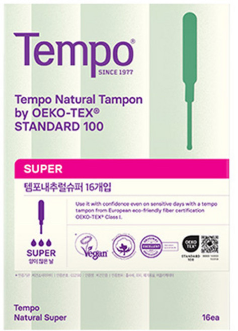 템포 내추럴 탐폰, 슈퍼, 16개입, 1개