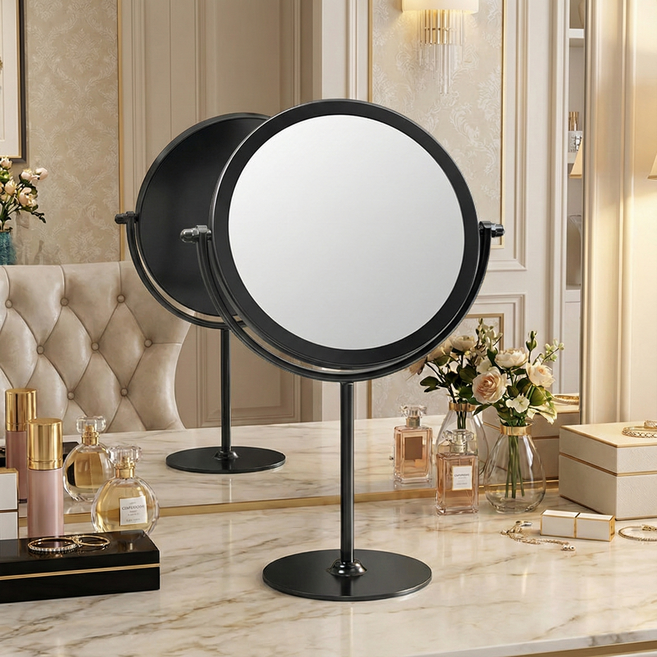 와이홉 회전식 스탠드 탁상거울 롱, 블랙