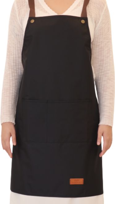 씨오브비 주방 카페 생활방수 편한 앞치마, 블랙, 1개