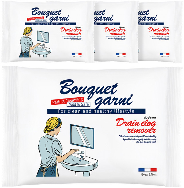 부케가르니 오투 파워 배수구 클리너, 150g, 4개