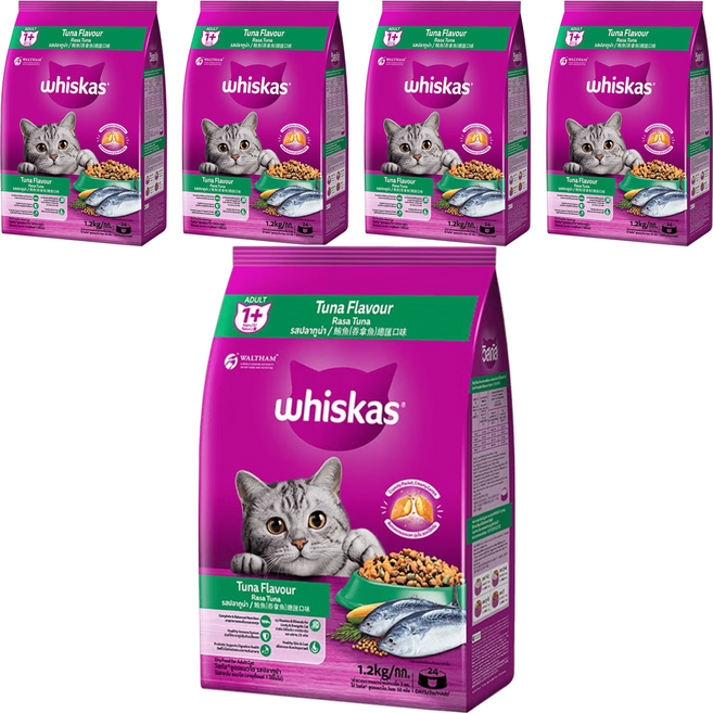 whiskas 偉嘉 貓乾糧, 鮪魚總匯口味, 1.2kg, 5袋