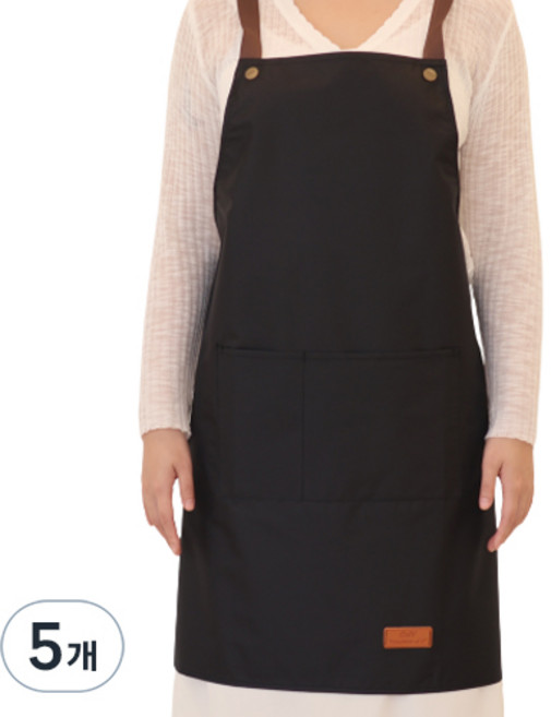 씨오브비 주방 카페 생활방수 편한 앞치마, 블랙, 5개