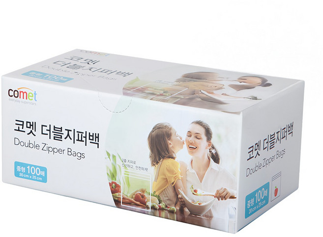comet 雙拉鍊保鮮袋, 中(M), 100入, 1盒