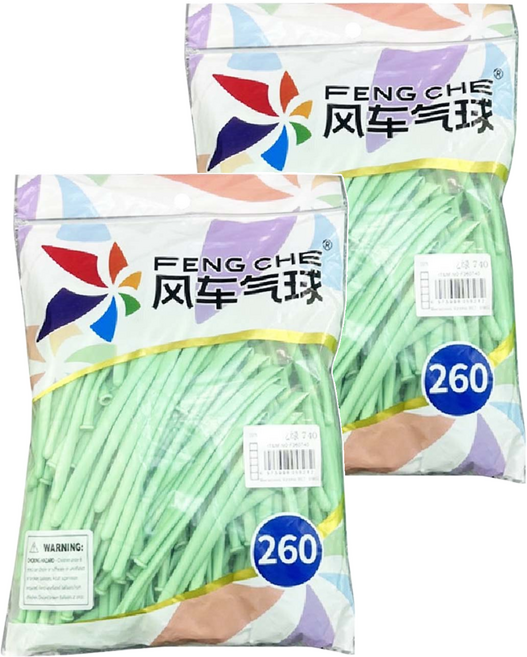 風車氣球 260長條氣球 100入, 馬卡綠色, 2包