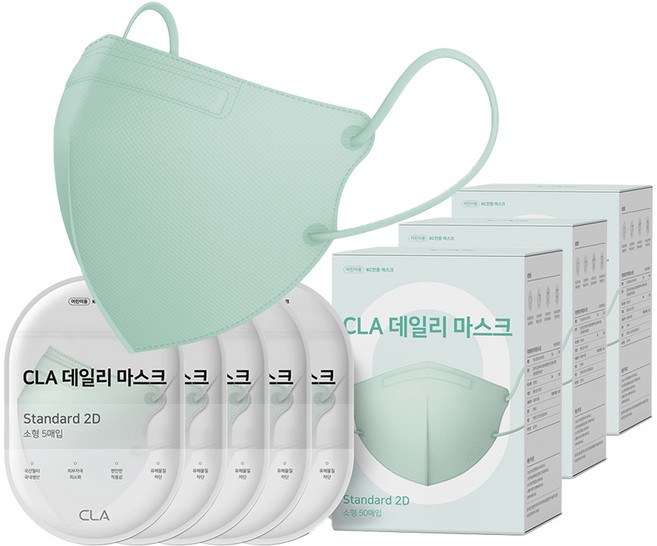 CLA 데일리 2D 마스크 소형, 5개입, 30개, 민트