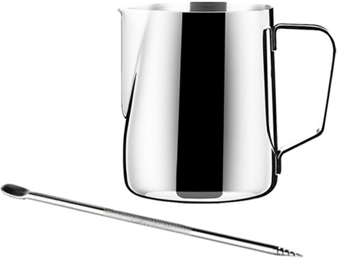 칼딘 눈금형 스텐 스팀피쳐 600ml + 라떼 아트펜 세트, 1세트, 실버