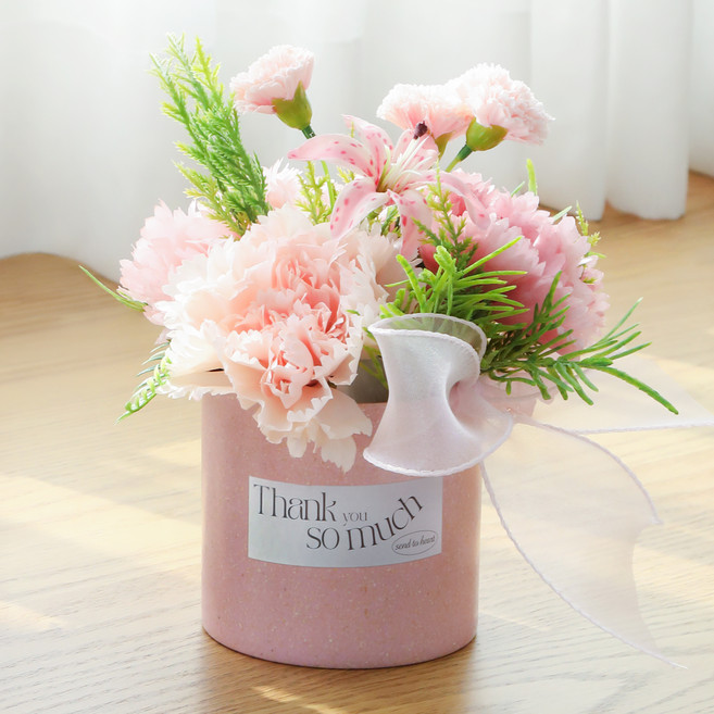 뷰티풀데코센스 조화 생화같은 센터피스 카네이션 화분, 핑크, 1개