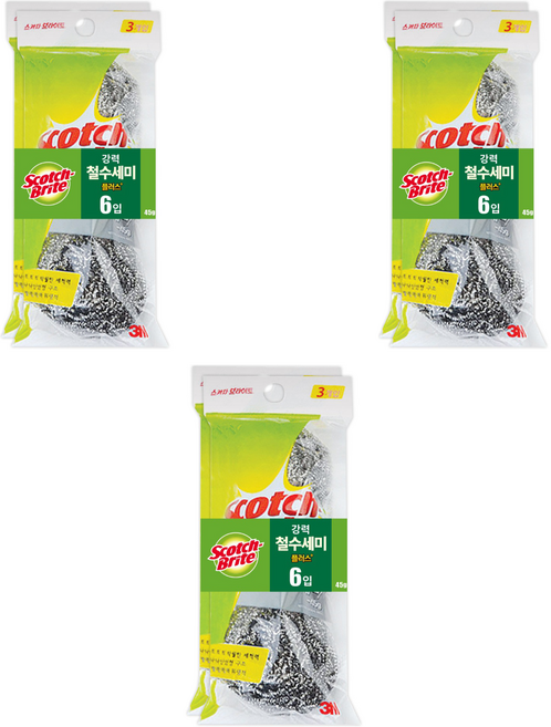 3M Scotch-Brite 百利 強力鋼絲絨 Plus, 6個, 3入
