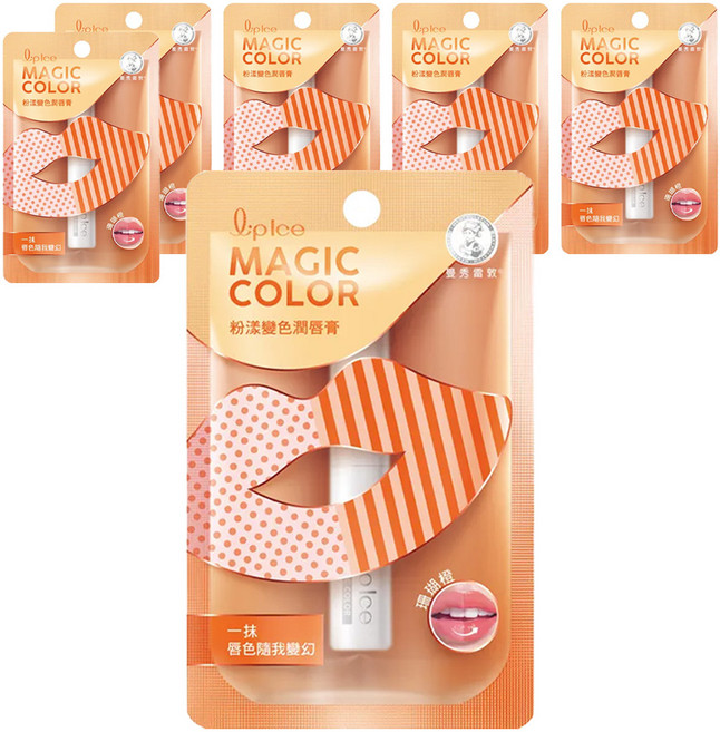 MENTHOLATUM 曼秀雷敦 粉漾變色潤唇膏 滋養保濕 淡化唇紋, 珊瑚橙, 2g, 6支