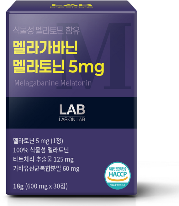 랩온랩 정품 식물성 멜라토닌 함유 멜라가바닌 멜라토닌 5mg, 30정, 1개