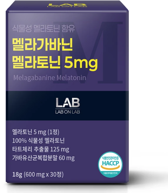 랩온랩 정품 식물성 멜라토닌 함유 멜라가바닌 멜라토닌 5mg, 30정, 1개 - 쿠팡