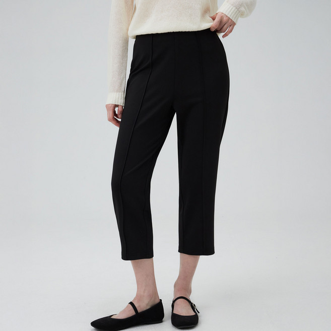 ELLEPARIS 여성용 풀스트레치 슬림핏 7부 데일리 밴딩 팬츠