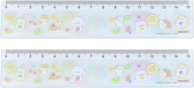 sun-star 直尺 15cm, 動物果實 直尺 多色, 2支