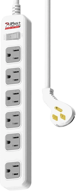 iPlus 保護傘 1切6座安全延長線組 3孔, 2.7m, 白色, 1個