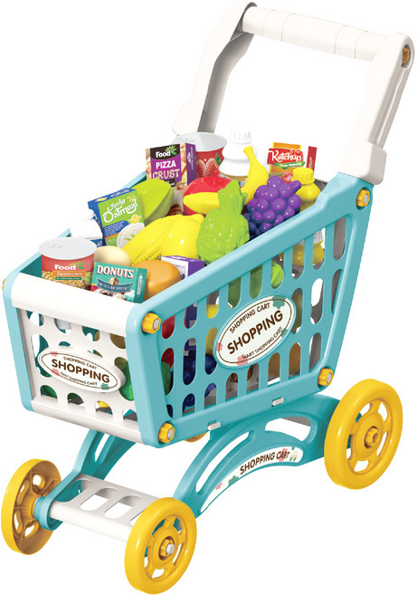 투칸 마트 쇼핑 카트 놀이 29종 세트, 블루, 1개