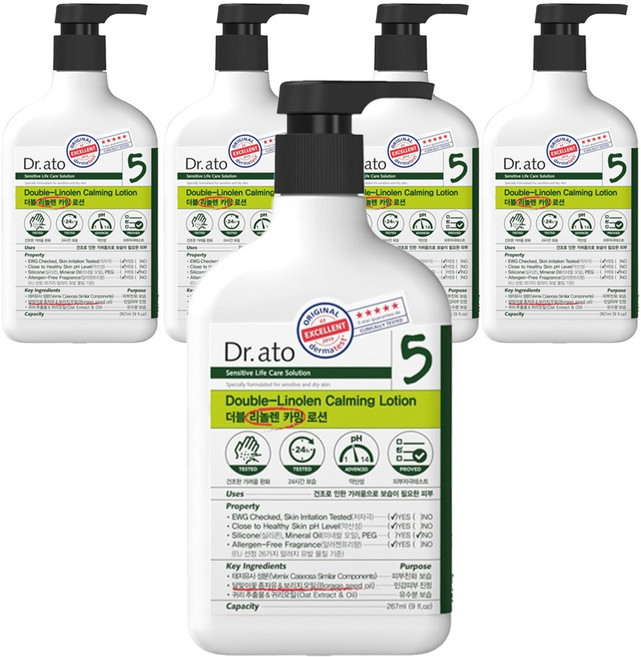 닥터아토 더블 리놀렌 카밍로션 가려운 피부용, 267ml, 5개