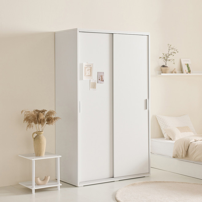 데코파인 리즈 슬라이딩 옷장 1200 방문설치, 화이트