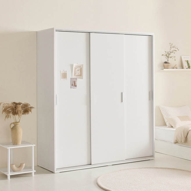 데코파인 리즈 슬라이딩 옷장 1800 방문설치, 화이트