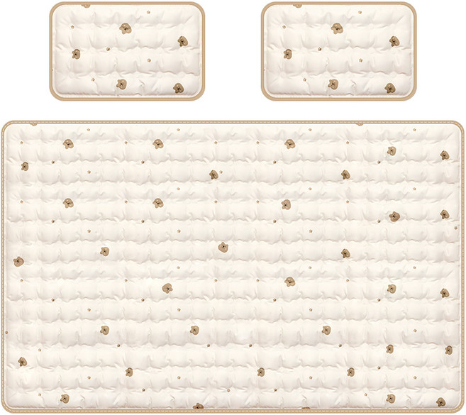 사라사라 국내 제조 여름 쿼카 양면 쿨젤 매트 세트, 베이지, 쿨매트+쿨베개 세트