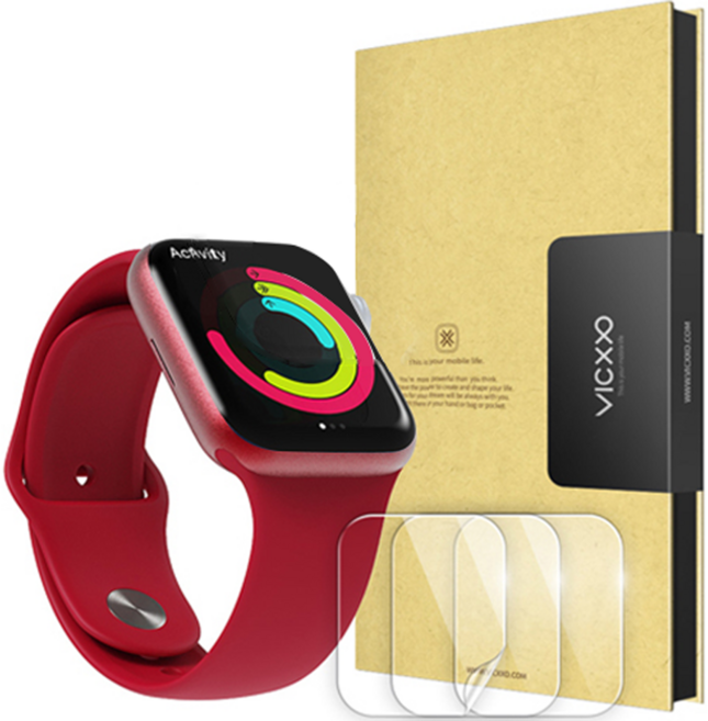 빅쏘 간편부착 자가복원 고투명 우레탄 TPU 풀커버 애플워치 액정보호필름 3p, 투명, 3개