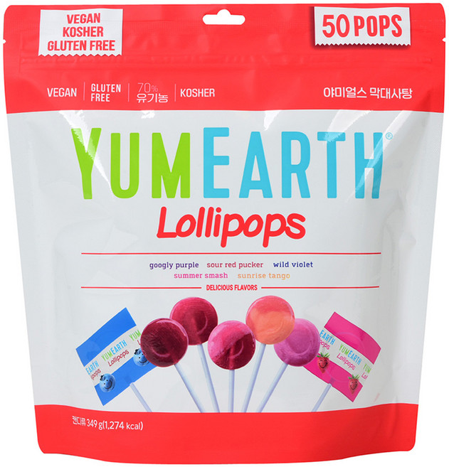 야미얼스 막대사탕 패밀리팩, 혼합맛(구글리퍼플/사우어레드퍼커/와일드바이올렛/섬머스매쉬/선라이즈탱고), 349g, 1개