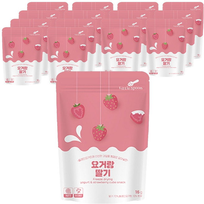 리틀스푼 요거트 큐브스낵, 요거랑 딸기, 16g, 15개