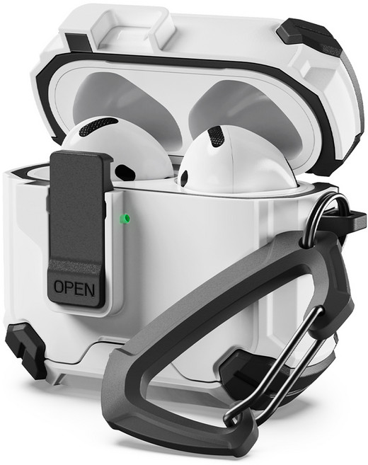 신지모루 에어팟 아머락 분실 방지 잠금 케이스, 화이트, 1개, 에어팟4