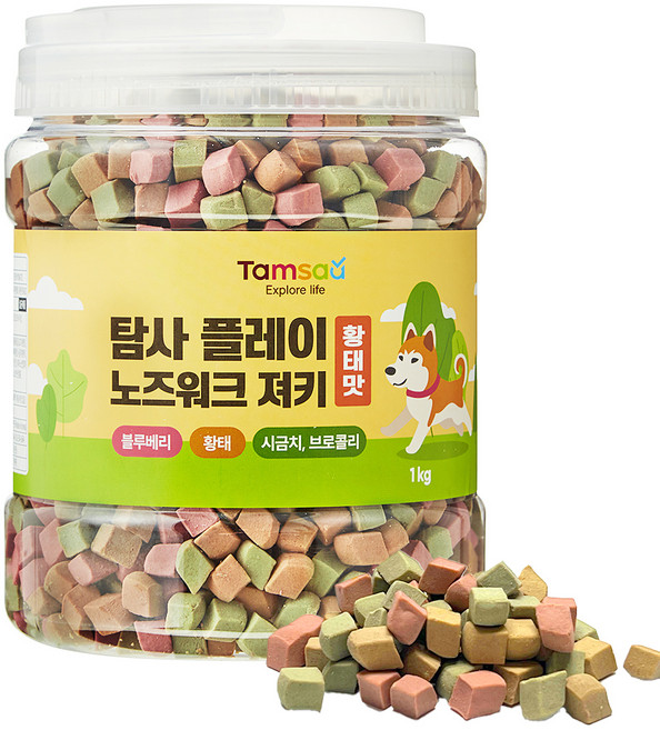 탐사 강아지 플레이 노즈워크 말랑 져키 간식, 황태맛, 1kg, 1개