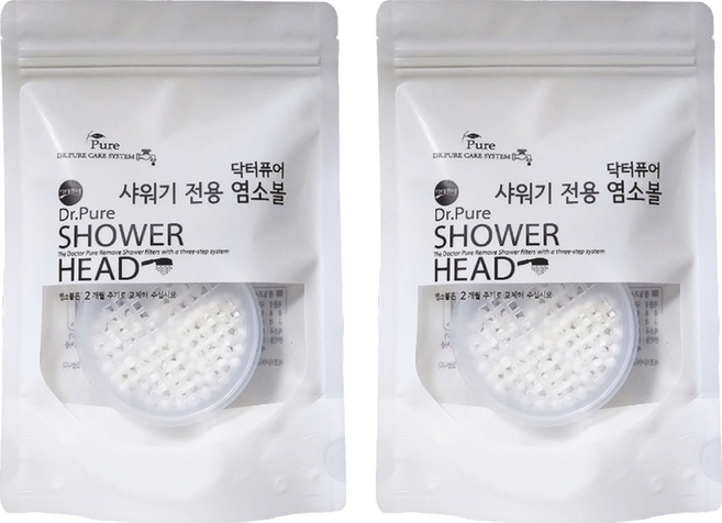 닥터퓨어 샤워기 전용 염소볼, 2개, 무향