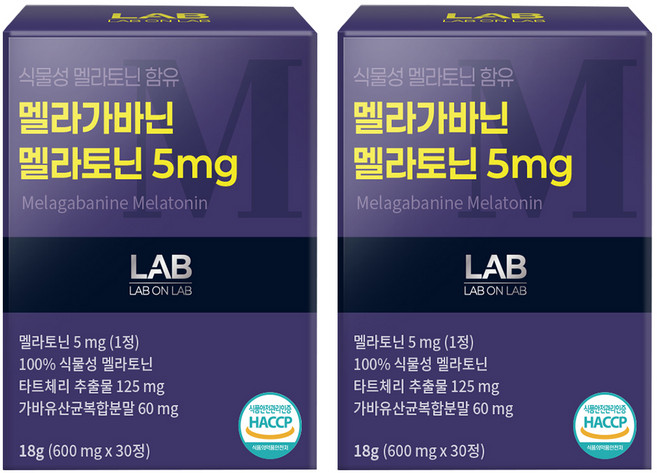 랩온랩 정품 식물성 멜라토닌 함유 멜라가바닌 멜라토닌 5mg, 30정, 2개