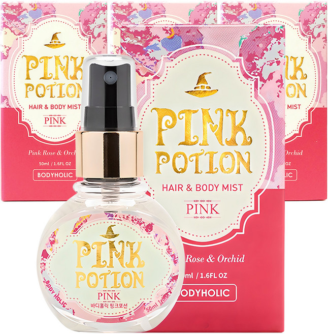 바디홀릭 핑크포션 바디미스트 로즈 앤 오키드향, 50ml, 4개