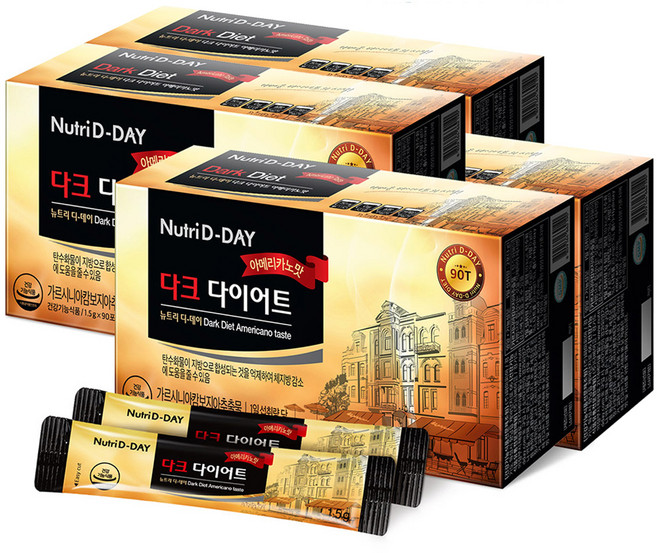 Nutri D-DAY 孅姿藤黃果黑咖啡隨身包 美式咖啡口味 90條入, 135g, 4盒
