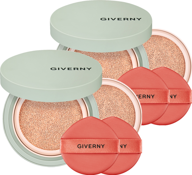 지베르니 밀착 커버 쿠션 파운데이션 본품 12g + 리필 12g 세트, 23호 미디움 베이지, 2개