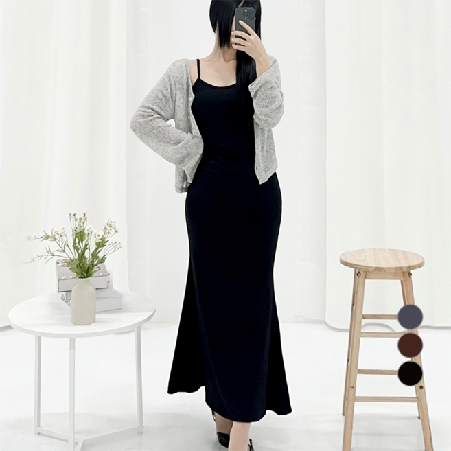 피어니스트 여성용 스트립 나시 머메이드 롱원피스 빅사이즈 포함